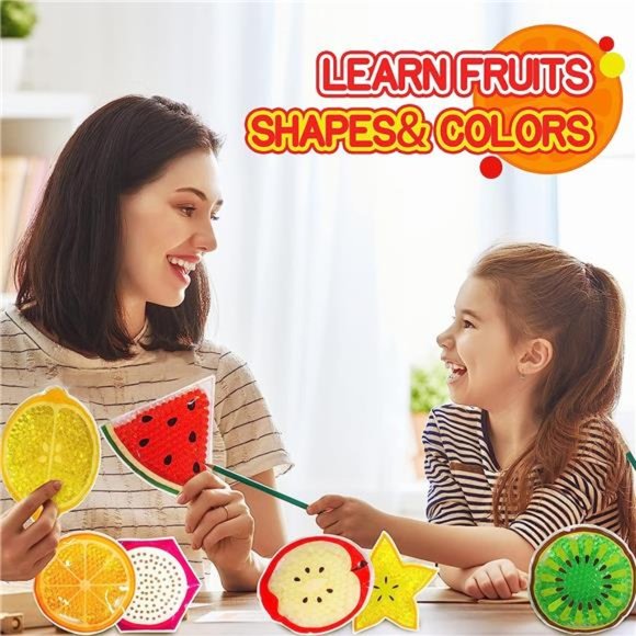 Water Beads Sensory Fidget Toys for Toddlers and Kids |7 Pack Fruit Learning Toy - Picture 2 of 6